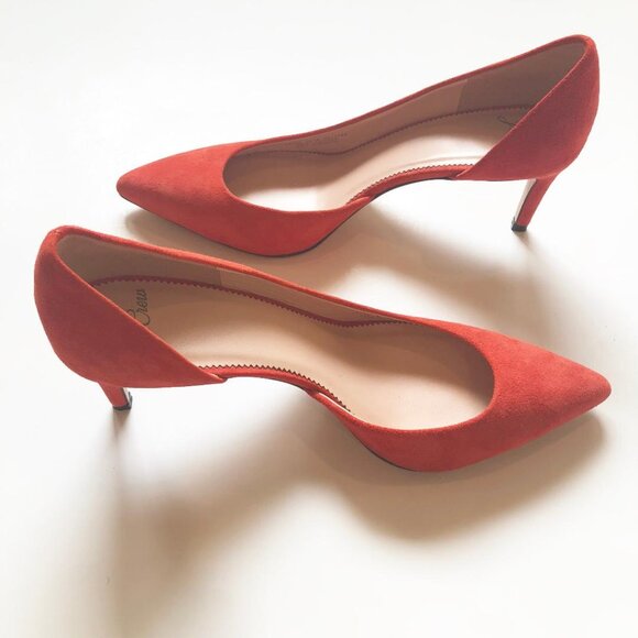 J Crew, D'Orsay, Pointed Toe, Orange, Suede Heels, Size 8.5, NWOB, appx 2.3/4" - Picture 3 of 16